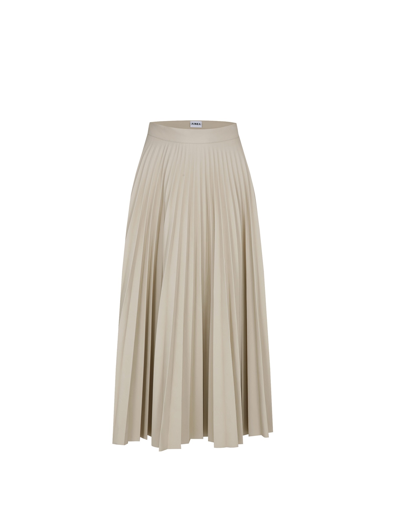 [AINEA]faux leather pleats long skirt-milk(013)