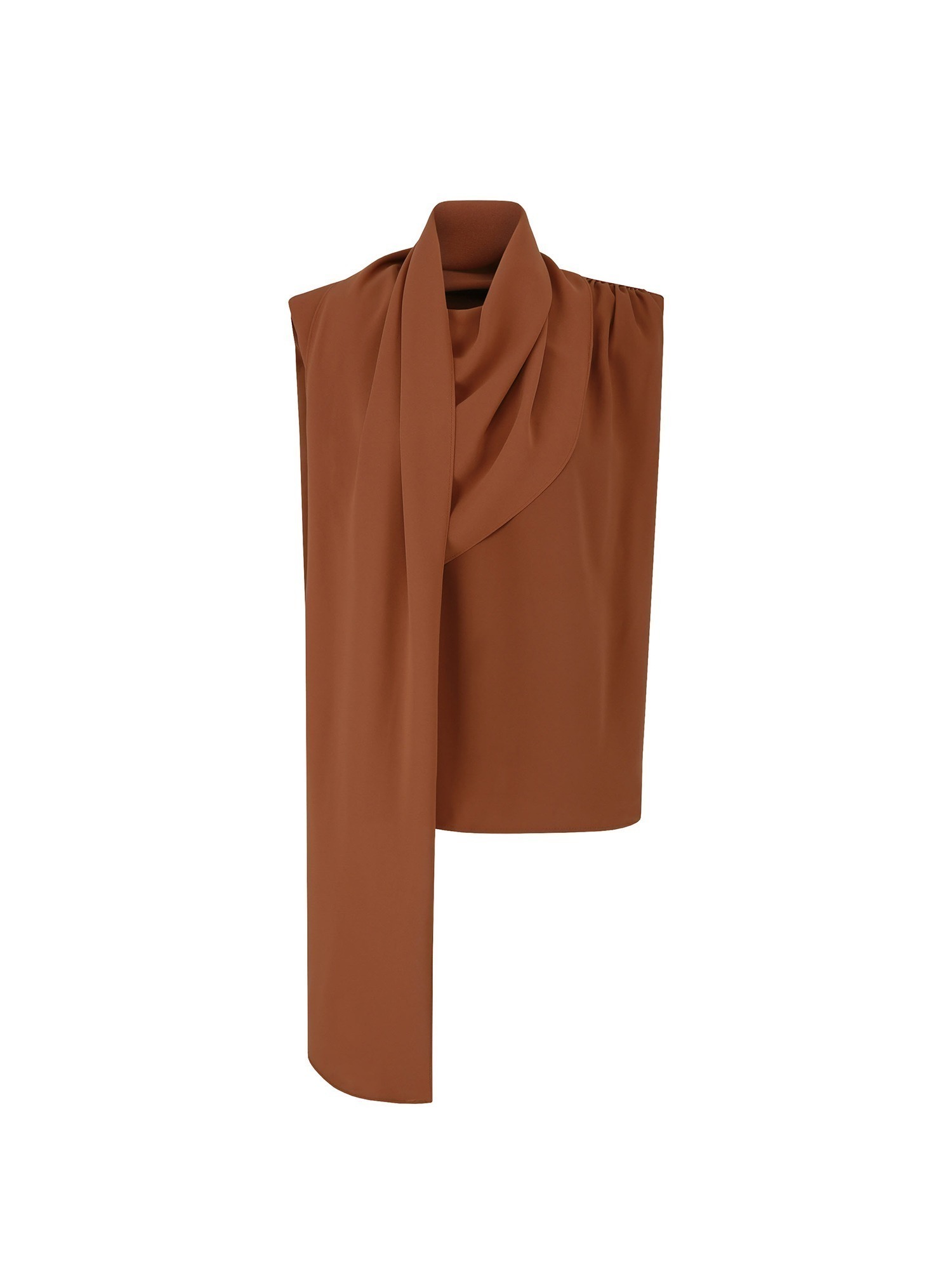 [TA221SH42P] drape sleeveless blouse-camel
