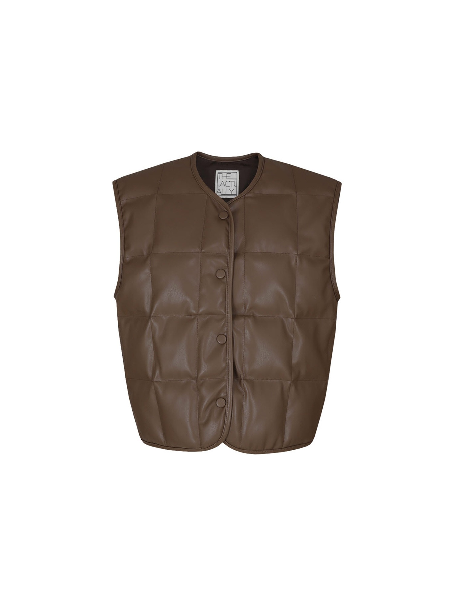 [TA212VT02P] leather quilting vest-brown