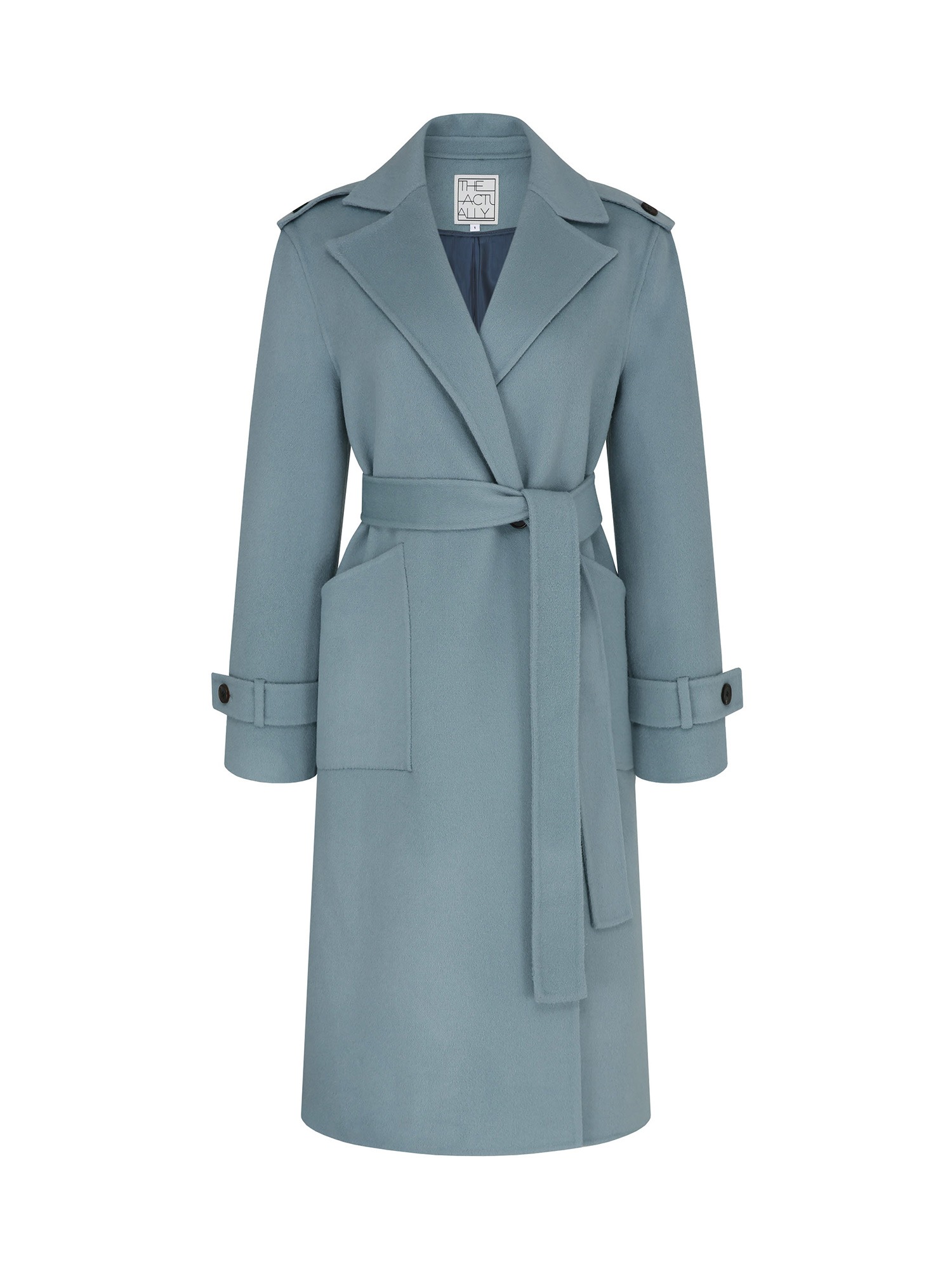 [TA212CT03P] cashmere belted trench coat-skyblue