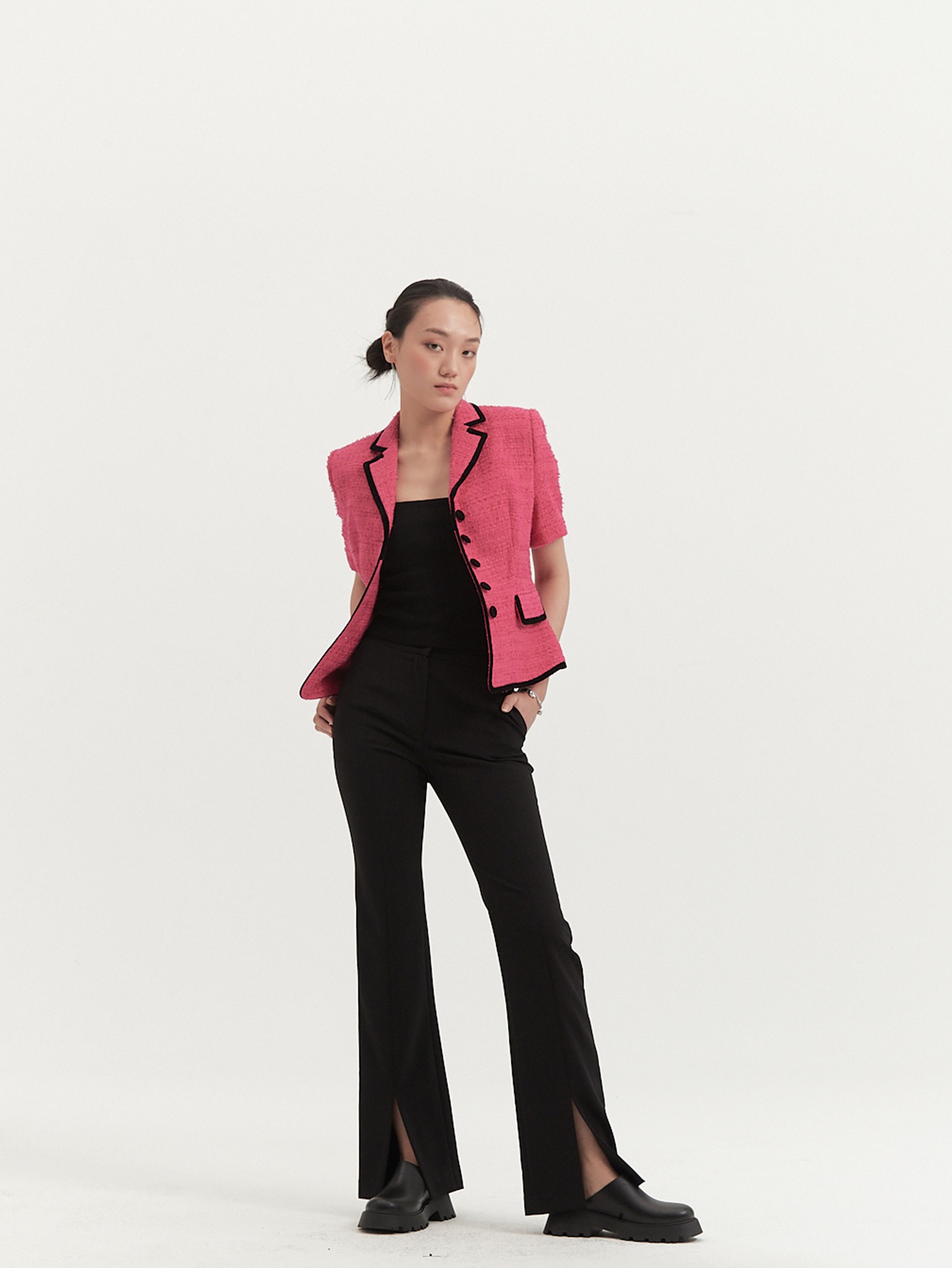 [TA221JK05P] summer tweed combine jacket-pink