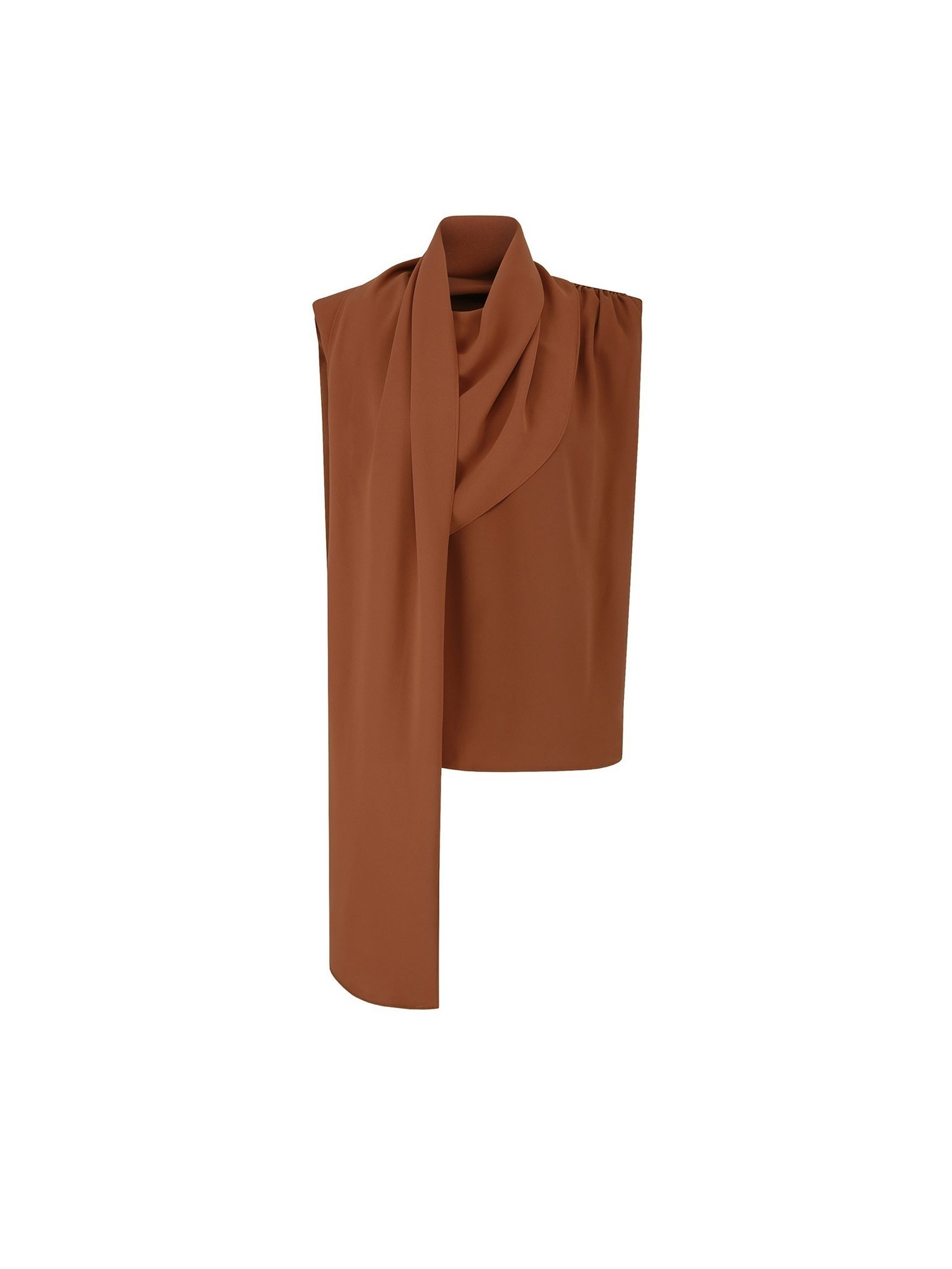 [TA221SH06P] drape sleeveless blouse-brown